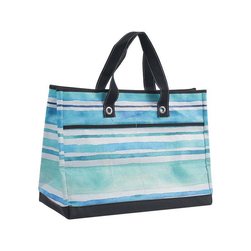 Blue Striped Travel Shopping Bag